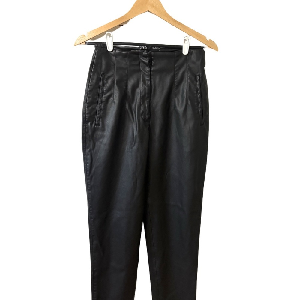 Zara Black Leather Pants with Tailored Silhouette